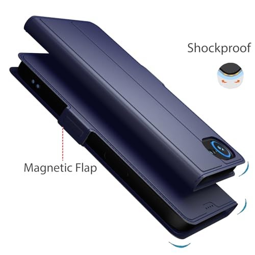 Kapa Noble Slim Magnetic Leather Flip Case Cover for Apple iPhone 16E | Card Holder Stand Flip Wallet Case (Blue) - Image 5