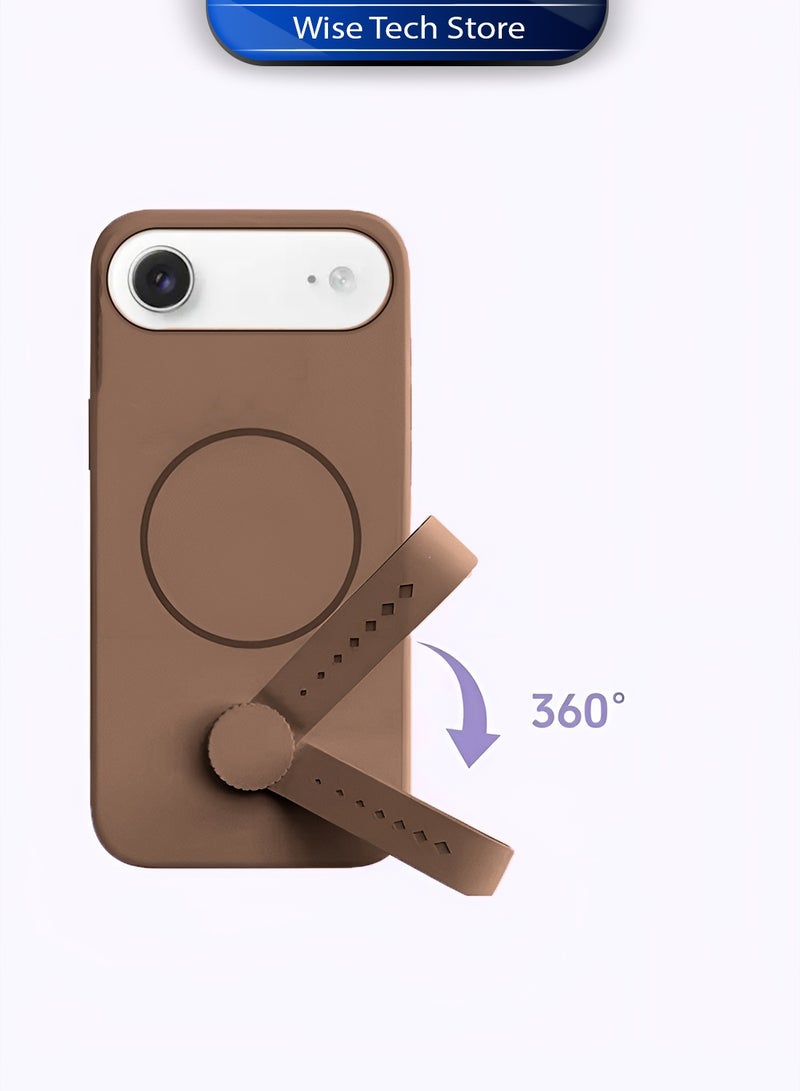 دبليو تيك غطاء واقٍ بسوار دوار من السيليكون السائل المغناطيسي غير المرئي لهاتف أبل آيفون إير 5G 2025 (MCRPSN) - بني داكن - Image 4