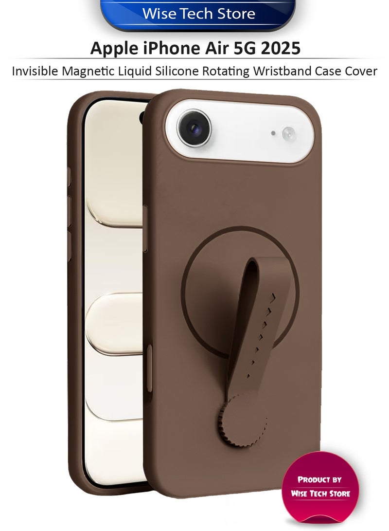 دبليو تيك غطاء واقٍ بسوار دوار من السيليكون السائل المغناطيسي غير المرئي لهاتف أبل آيفون إير 5G 2025 (MCRPSN) - بني داكن - Image 1