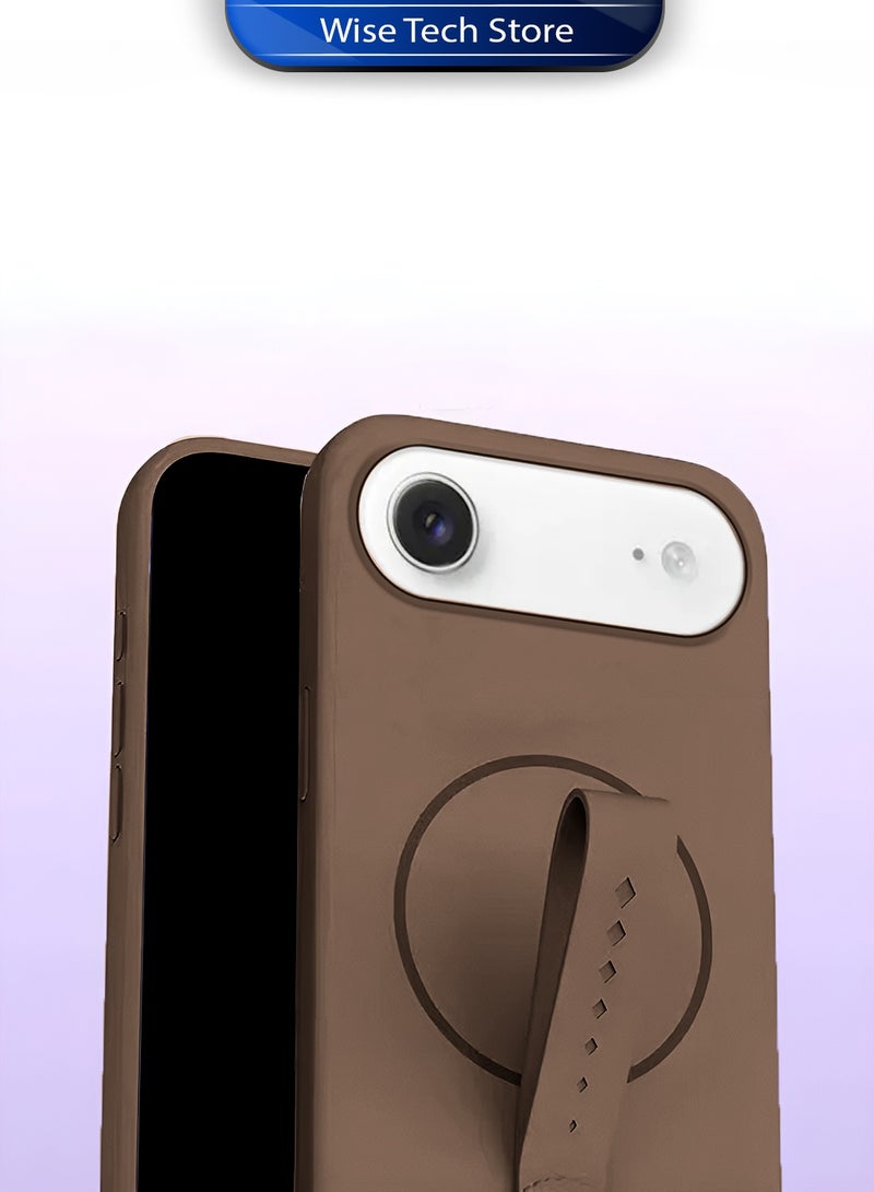 دبليو تيك غطاء واقٍ بسوار دوار من السيليكون السائل المغناطيسي غير المرئي لهاتف أبل آيفون إير 5G 2025 (MCRPSN) - بني داكن - Image 2