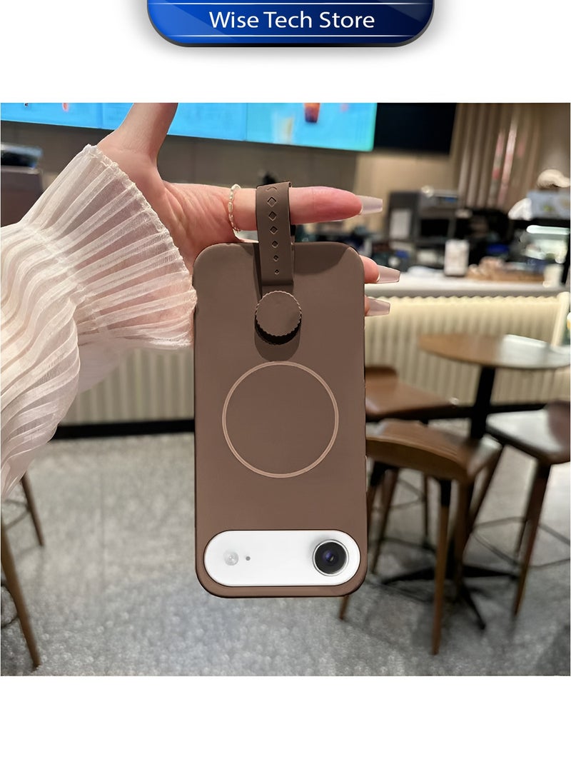 دبليو تيك غطاء واقٍ بسوار دوار من السيليكون السائل المغناطيسي غير المرئي لهاتف أبل آيفون إير 5G 2025 (MCRPSN) - بني داكن - Image 3