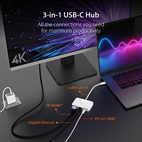 j5create USB Type C to 4K HDMI and Gigabit Ethernet with PD 100W PassThrough Charging for MacBook Pro MacBook Air Chromebook Surface Pro iPad Pro or USBC Laptop JCA351 - Image 3