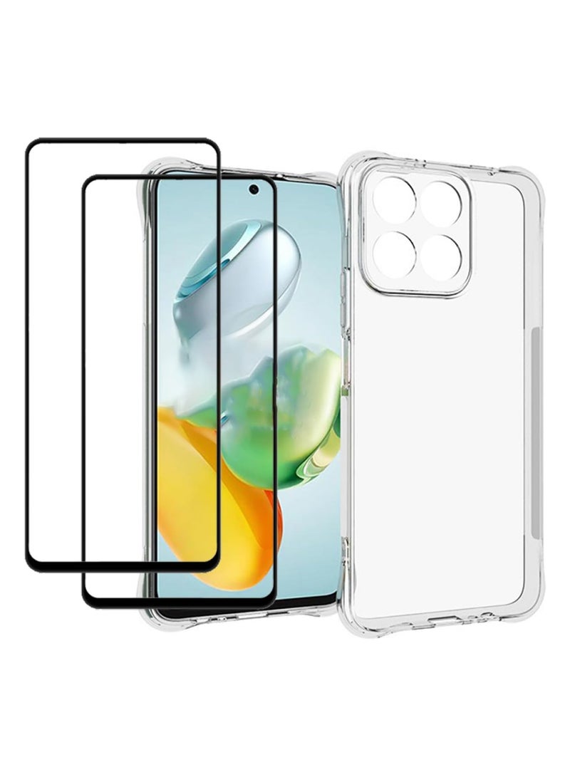Aookay [1+2] for Honor X9C Case with Screen Protector (2 Pack) Slim Shock Absorption TPU Soft Edge Bumper with Reinforced Corners Transparent Protective Cover (Clear) - Image 1