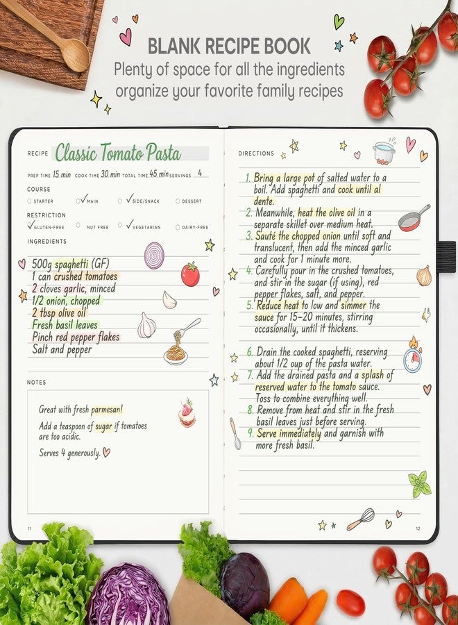 &And Per Se ⩓ Per Se Recipe Book to Write in Your Own Recipes - Waterproof Hardcover Blank Cookbook, Empty Recipe Notebook with Lay-Flat Design, Gift for Cooks & Food Lovers - 5.7 x 8 Inches (Black) - Image 3