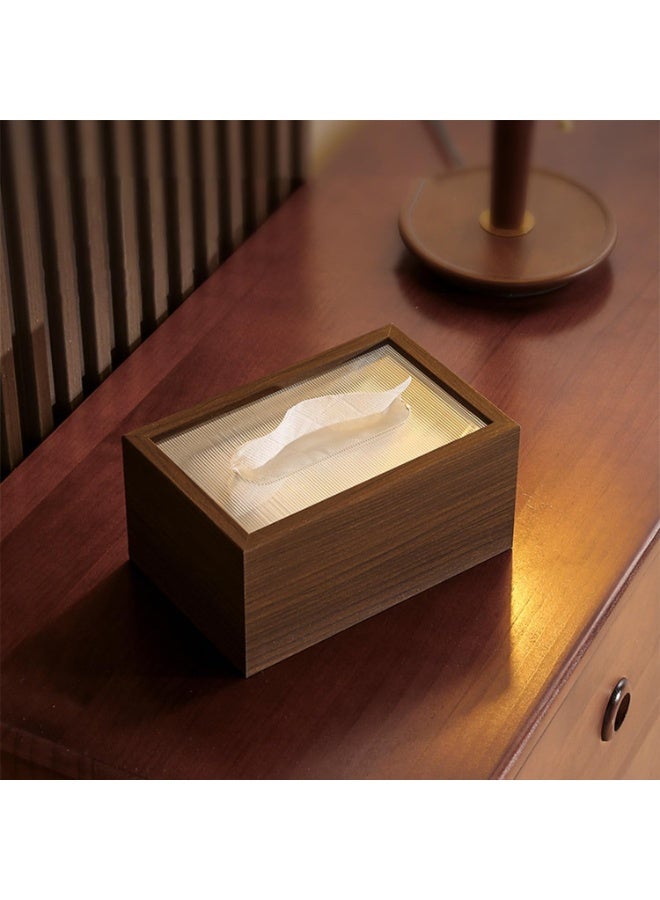 Tissue Box Holder, Napkin Box, Home Living Room Table Walnut Tissue Box for Living Room, Bedroom, Office, Car(vertical grain) - Image 1