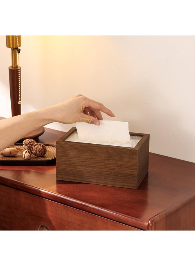 Tissue Box Holder, Napkin Box, Home Living Room Table Walnut Tissue Box for Living Room, Bedroom, Office, Car(vertical grain) - Image 2
