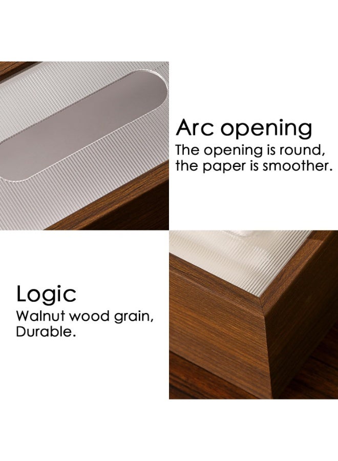 Tissue Box Holder, Napkin Box, Home Living Room Table Walnut Tissue Box for Living Room, Bedroom, Office, Car(vertical grain) - Image 5