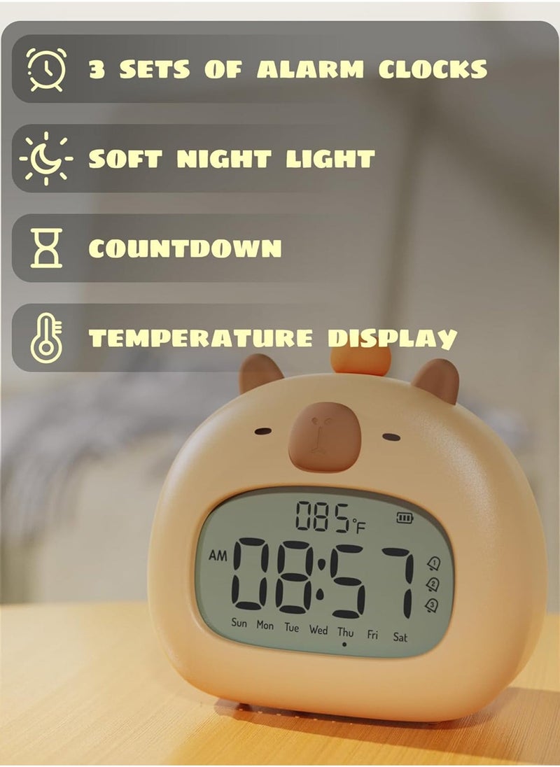 Capybara Alarm Clock for Kids, Ready to Rise Children's Sleep Trainer, Capybara Clock Dimming Night Light, OK to Wake Alarm Clock for Toddlers Boys Girls  - Image 5
