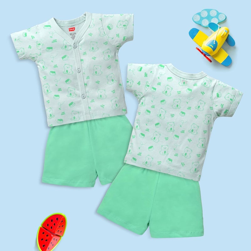 LuvLap Baby Jhabla and Shorts Set - Pack of 3 for Infants and Toddlers, 100% Cotton, 3 to 6 Months - Image 4