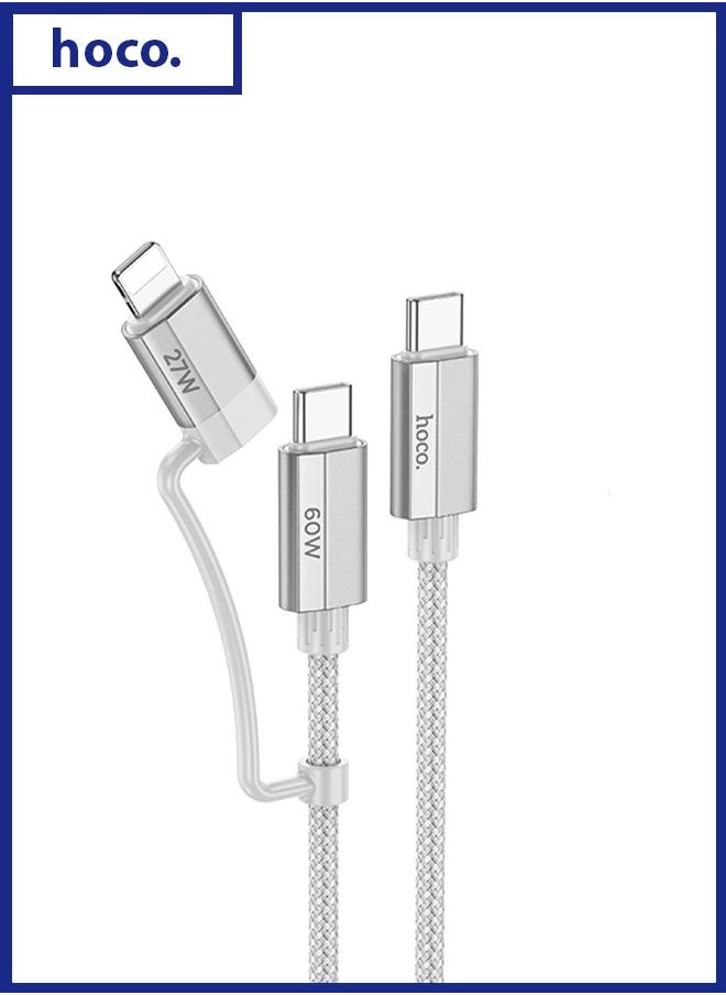 hoco. U134 Primero 2-in-1 charging data cable Type-C to Type-C/iP(L=1.2M)  - Image 1