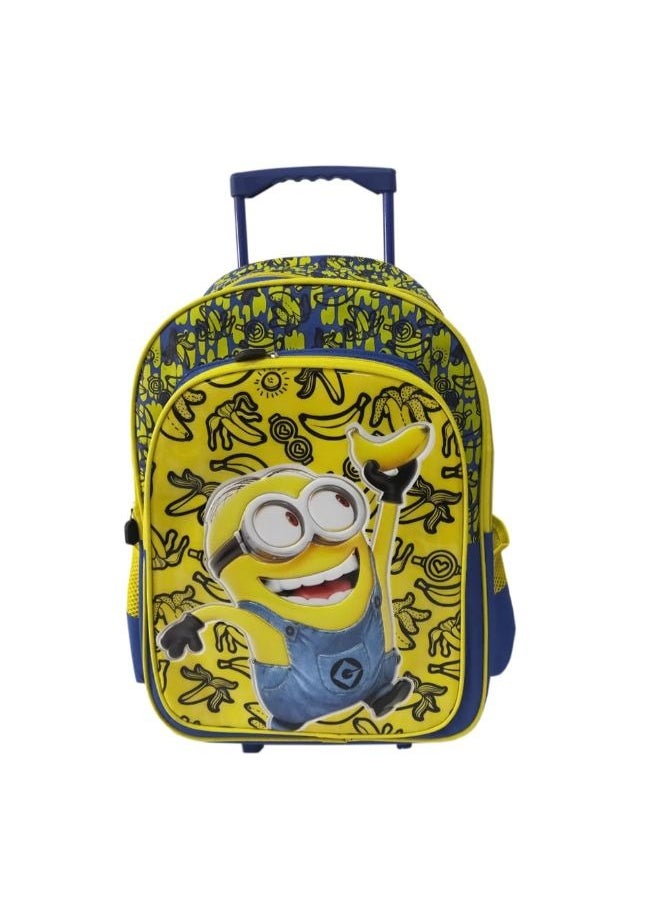 Minions حقيبة مدرسية بعجلات من البوليستر مقاس 18 بوصة، مجموعة من قطعة واحدة  - Image 1