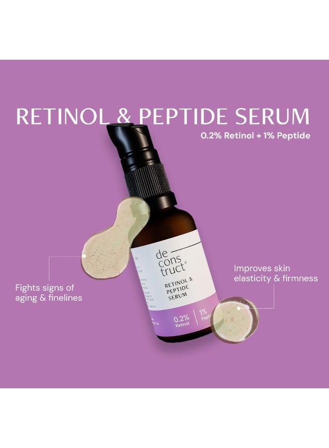 Deconstruct Anti Aging & Collagen Building Combo | 0.2% Retinol & 1% Peptide and 2% Hyaluronic Acid & 1% Niacinamide | For All Skin Types | 30ml each | Pack of 2 - Image 4