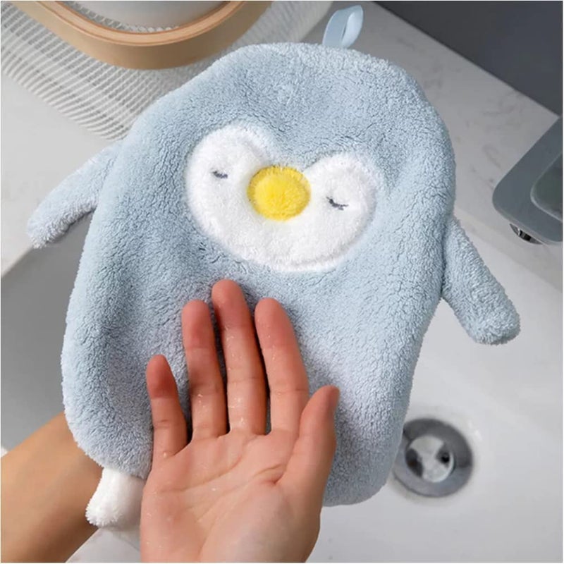 HEYOL Cute Penguin Chenille Hand Towels, Soft Coral Fleece Penguin Hand Bath Towel with Hanging Loop, hildren Hand Towel Quick Absorbent Hand Towel for Kitchen, Bathroom, Bedroom (Pack of 1) - Image 2