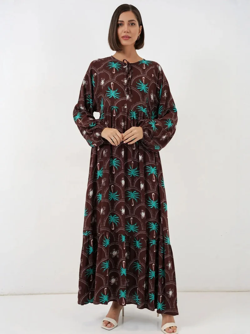 BIG DART BDART Tropical Printed Maxi Dress with Button Closure