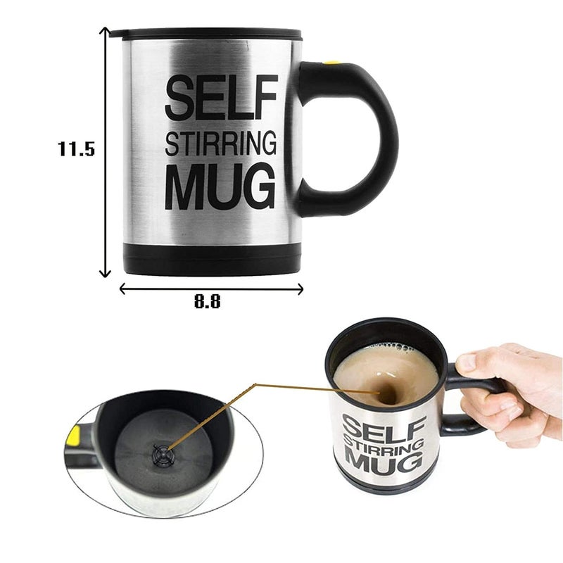 SENVIL Self Stirring Mug – Automatic Coffee Mixing Cup – 400ml Stainless Steel Electric Mug, Fast Self Stirring, Portable Travel Coffee & Milk Mixer, Easy to Use Lazy Mug for Office, Kitchen & Gift - Image 4