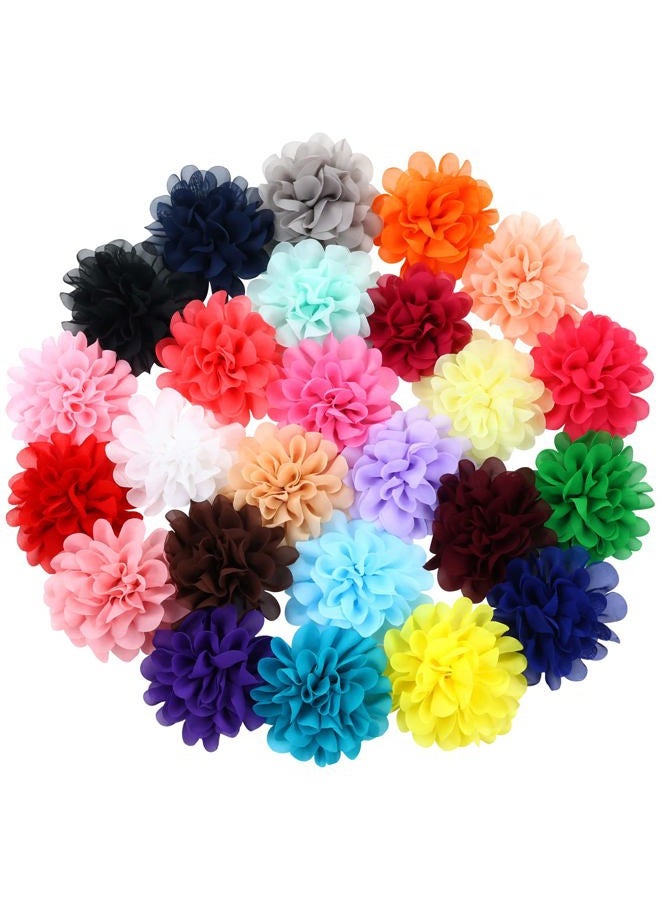 Cinaci 25 Pack Solid Big 4" Chiffon Flower Alligator Hair Clips Barrettes Hairpins Accessories for Baby Girls Infants Toddlers Kids Teens Women - Image 1