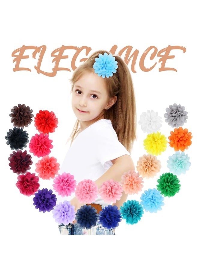 Cinaci 25 Pack Solid Big 4" Chiffon Flower Alligator Hair Clips Barrettes Hairpins Accessories for Baby Girls Infants Toddlers Kids Teens Women - Image 3