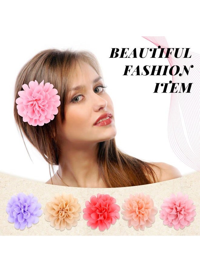 Cinaci 25 Pack Solid Big 4" Chiffon Flower Alligator Hair Clips Barrettes Hairpins Accessories for Baby Girls Infants Toddlers Kids Teens Women - Image 5