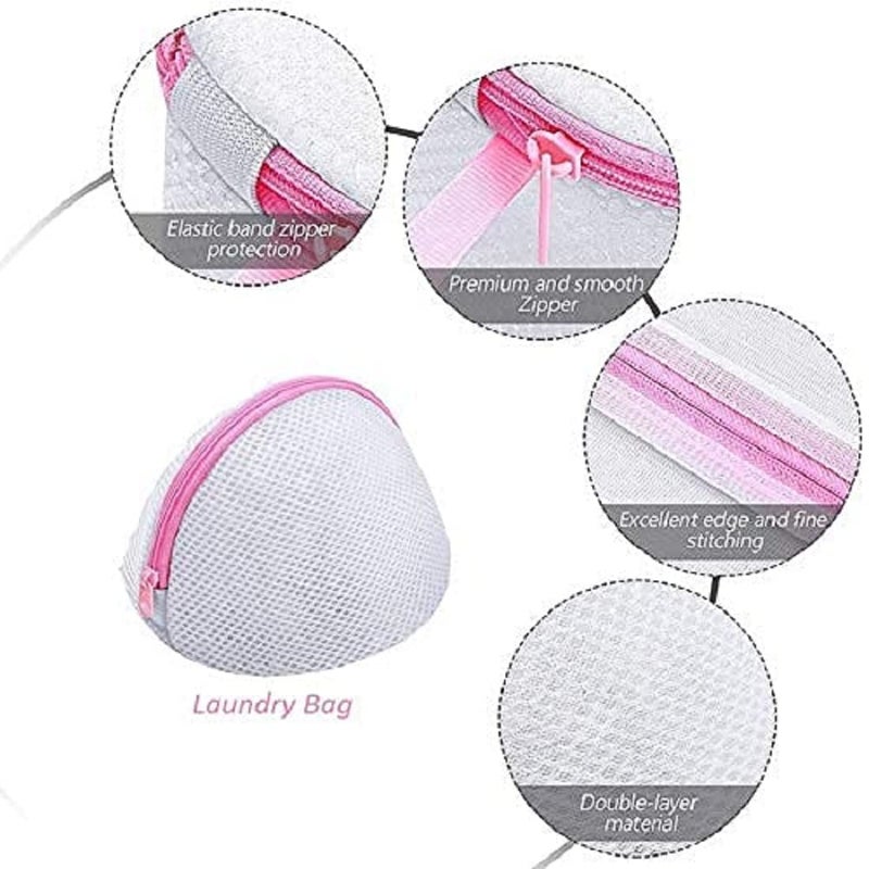 Divik Divik 2Pcs Mesh Laundry Bags Bra Sock Lingerie Saver Mesh Net Wash Bag Pouch Basket Laundry Washing Zipped Lingerie Undergarments Bag  - Image 3