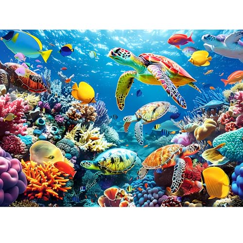 VOLUVOLU 500 Piece Puzzle for Adults Turtle Jigsaw Puzzles Sea Animals Puzzles 500 Pieces Birthday and Barious Holiday Party for Family Adult Funny Puzzle for Adults 205x15 in - Image 1