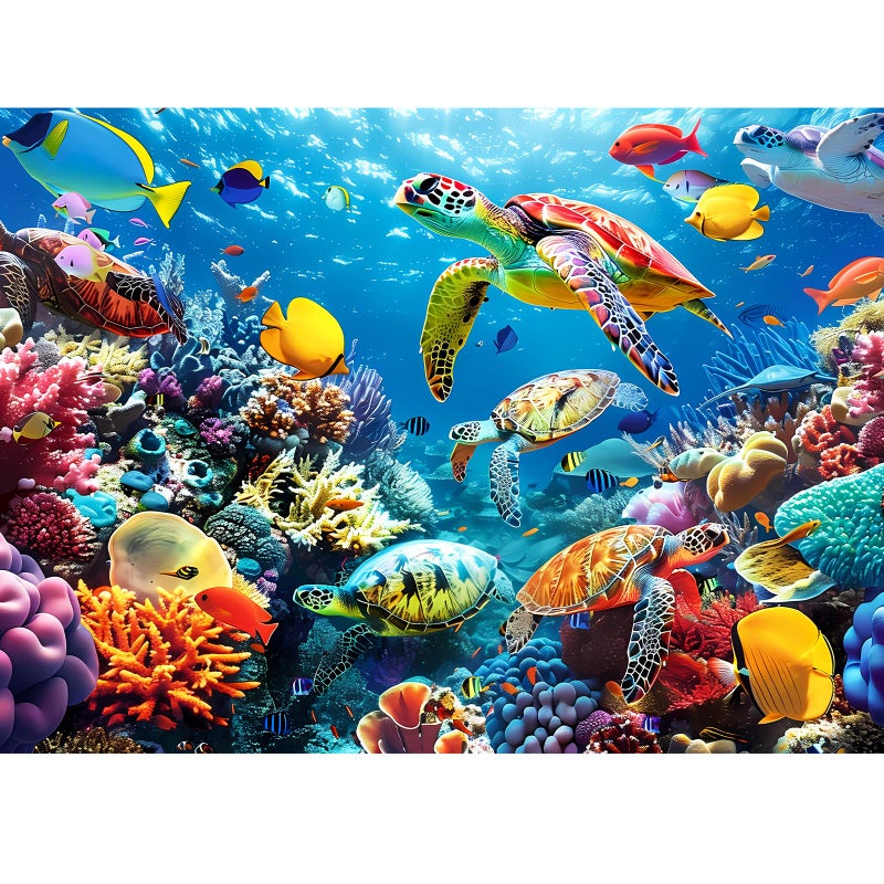 VOLUVOLU 500 Piece Puzzle for Adults Turtle Jigsaw Puzzles Sea Animals Puzzles 500 Pieces Birthday and Barious Holiday Party for Family Adult Funny Puzzle for Adults 205x15 in - Image 3
