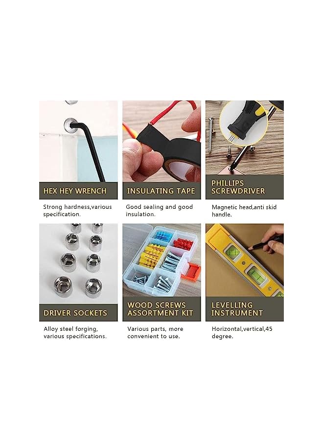 PROMASS مجموعة أدوات ميكانيكية منزلية صغيرة - مجموعة صندوق أدوات مكونة من 108 قطعة، مجموعة أدوات أساسية للمنزل، مجموعة أدوات للسيارة، مجموعة أدوات يدوية ميكانيكية، مجموعة أدوات للمنزل - Image 5