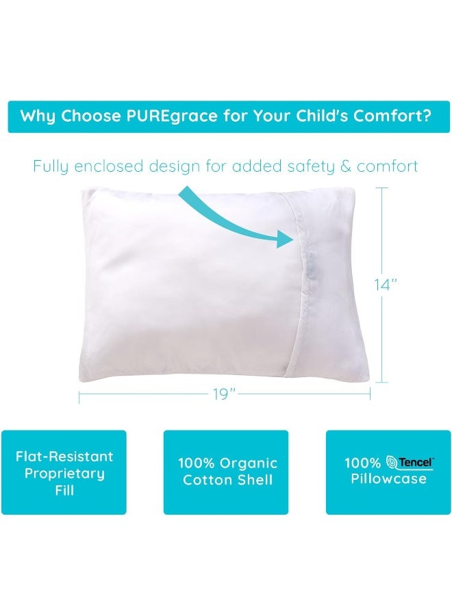 PUREgrace Tencel Toddler Pillow and Pillowcase Set â€“ Organic Cotton Shell, Washable and Soft for Kids Ages 2-5, Perfect Size for Travel (14â€ x 19â€) - Image 4