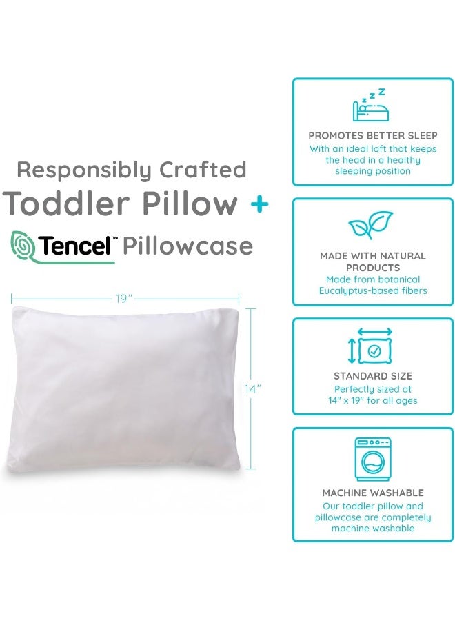 PUREgrace Tencel Toddler Pillow and Pillowcase Set â€“ Organic Cotton Shell, Washable and Soft for Kids Ages 2-5, Perfect Size for Travel (14â€ x 19â€) - Image 3