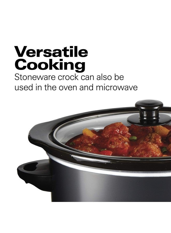 هاملتون بيتش التجارية طنجرة هاميلتون بيتش البطيئة سعة 3 كوارت مع وعاء وغطاء آمنين للغسل في غسالة الأطباق، لون أسود غير لامع (33231) - Image 3