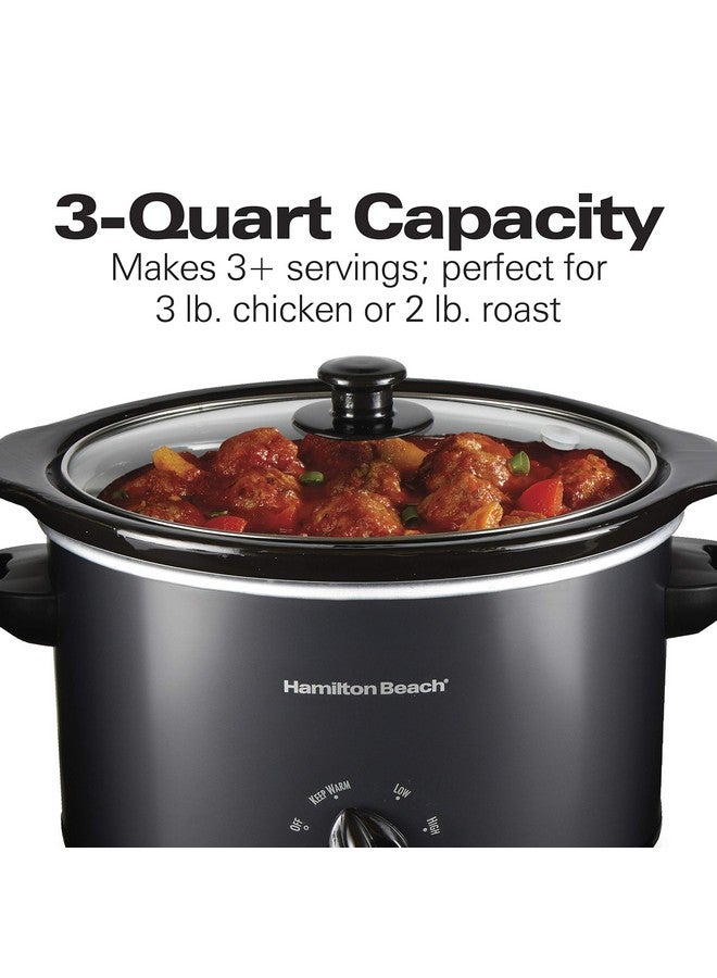 هاملتون بيتش التجارية طنجرة هاميلتون بيتش البطيئة سعة 3 كوارت مع وعاء وغطاء آمنين للغسل في غسالة الأطباق، لون أسود غير لامع (33231) - Image 1