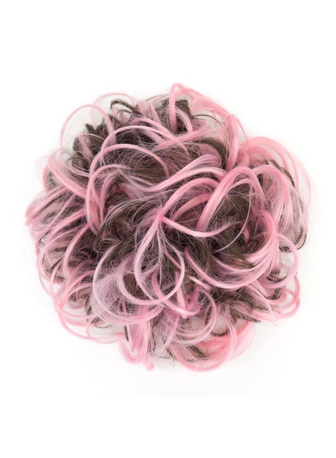 IMISSU Large Size Hairpiece Curly Messy Hair Bun Wrap Scrunchies Elastic Hair Band Donut Updo Chignon Hair Extension Piece for Women Girl (Brown Pink) - Image 3