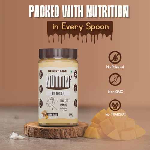 BeastLife Creamy Mango Peanut Butter | 24.5 G Protein | 800 gm | 100% Peanuts, High Protein | Zero Palm Oil | Non‑GMO Nut Butter | Fitness-Friendly Spread | Zero Cholesterol - Image 2