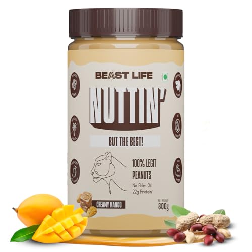 BeastLife Creamy Mango Peanut Butter | 24.5 G Protein | 800 gm | 100% Peanuts, High Protein | Zero Palm Oil | Non‑GMO Nut Butter | Fitness-Friendly Spread | Zero Cholesterol - Image 1