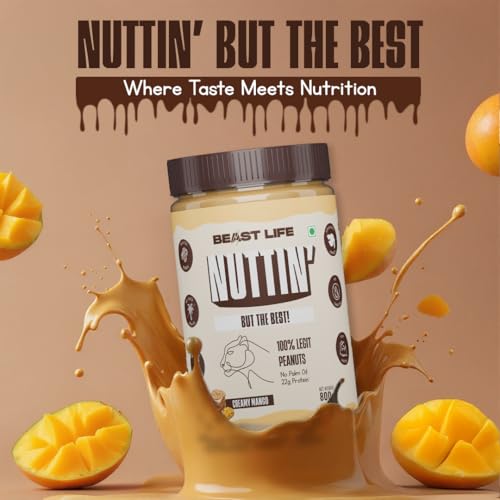 BeastLife Creamy Mango Peanut Butter | 24.5 G Protein | 800 gm | 100% Peanuts, High Protein | Zero Palm Oil | Non‑GMO Nut Butter | Fitness-Friendly Spread | Zero Cholesterol - Image 5