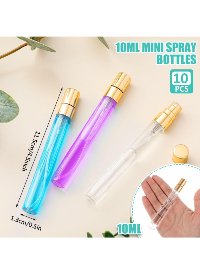 Zhehao 50 Pcs Mini Spray Bottles 10 ml Clear Glass Perfume Bottles Refillable Fine Mist Perfume Atomizer Portable Empty Sample Containers for Cleaning Essential Oils Travel Gold Cap - Image 4