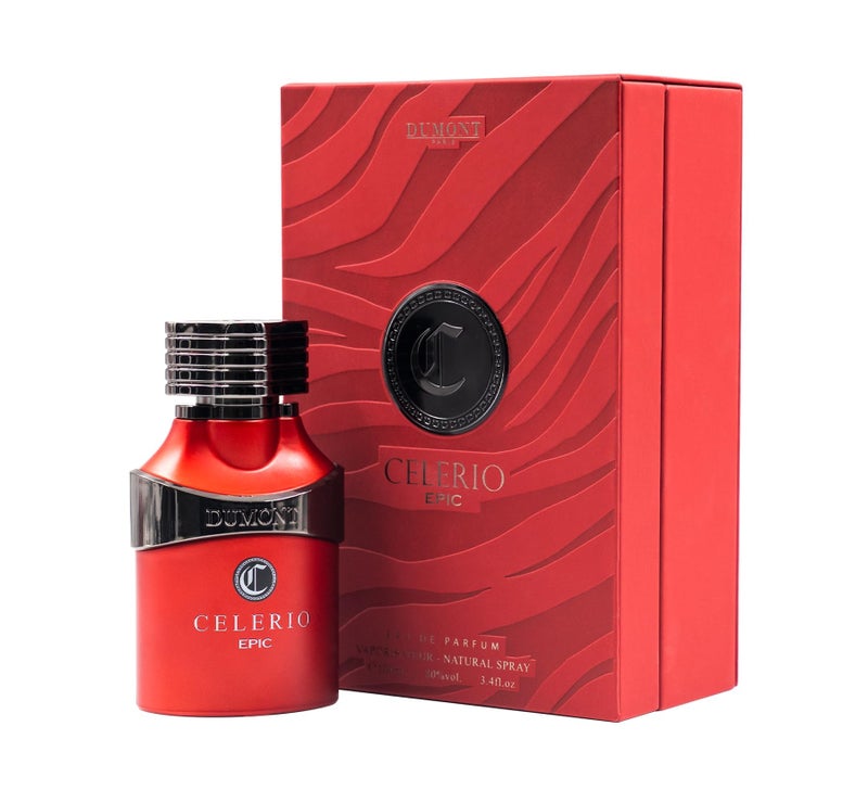 Dumont Celerio Epic Eau De Perfume Men - Celerio Perfum Unisex Suitable for Men & Women - Long Lasting Cologne Mist & Body Spray, 3.4oz (RED, 80% vol) - Image 1