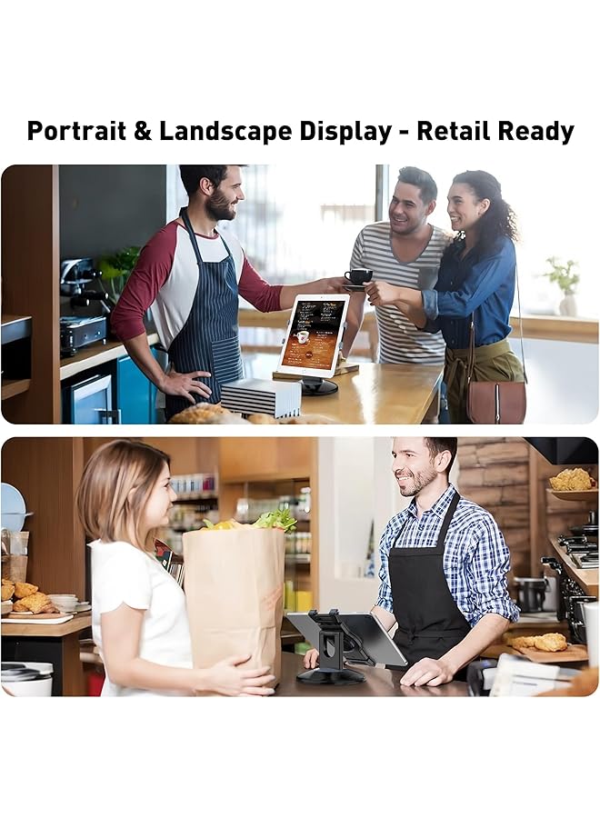 erorex Retail Kiosk Ipad Stand 360° Rotating Commercial Tablet Stand 6 13 Inch Ipad Mini Pro Business Tablet Holder Swivel Design For Store Pos Office Showcase Reception Kitchen Desktop Black - Image 4