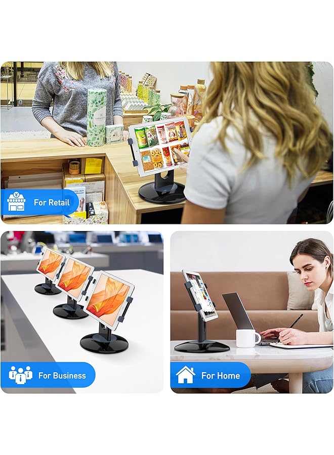 erorex Retail Kiosk Ipad Stand 360° Rotating Commercial Tablet Stand 6 13 Inch Ipad Mini Pro Business Tablet Holder Swivel Design For Store Pos Office Showcase Reception Kitchen Desktop Black - Image 2