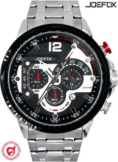 JoeFox Analog Quartz Luxury Stainless Steel Watch Men Large Face Waterproof 300m Water Resistant Watch Outdoor Chronograph Wristwatch Silver Black  - Image 1