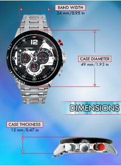 JoeFox Analog Quartz Luxury Stainless Steel Watch Men Large Face Waterproof 300m Water Resistant Watch Outdoor Chronograph Wristwatch Silver Black  - Image 5