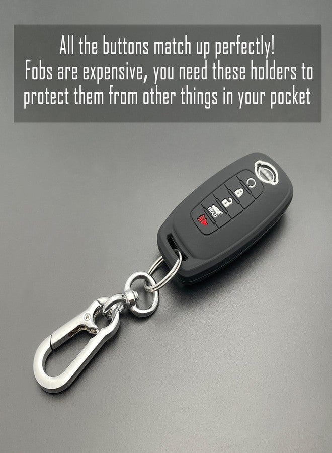 TANDRIVE 5-Button Key Fob Cover for 2023 2024 2025 Nissan Rogue Pathfinder and 2024 2025 Sentra, Silicone, 2-Pack, Black and Gray - Image 3