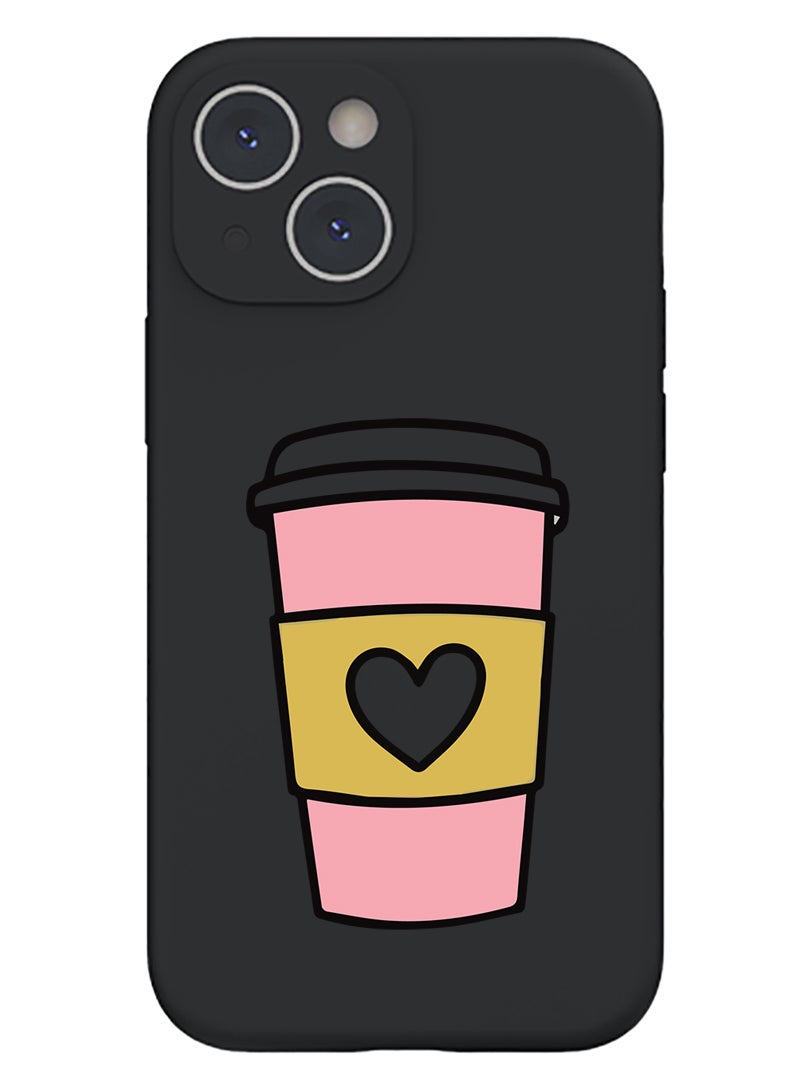 Theodor Protective Slim Fit Case Liquid Silicone Cover with Full Body Protection Anti-Scratch Shockproof Case For iPhone 13 Black  - Croissant B - Image 1