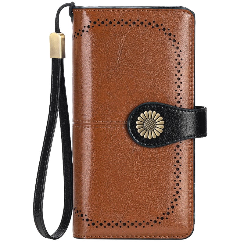 SENDEFN Wallets for Women Leather Credit Card Holder with RFID Blocking Large Capacity Wristlet - Image 1