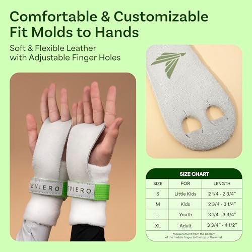 LEVIERO Palmies Gymnastics Grips, Grips for Gymnastics, Multipurpose Soft Leather Grips with Adjustable Finger Holes, Weightlifting, Kettlebell, Cross Training Workouts for All Ages - (White, X-Large) - Image 4