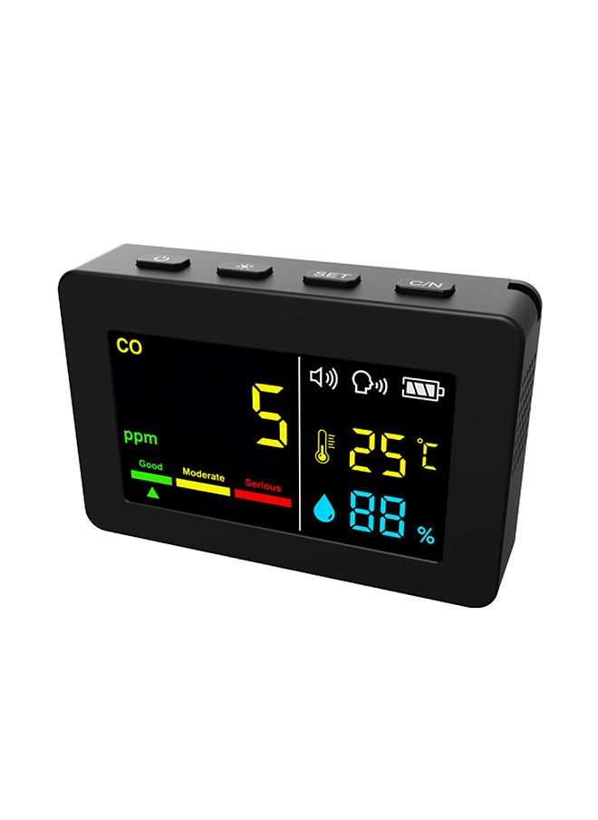 Generic Portable Air Quality Meter 3in1 CO Temperature and Humidity Tester Color Screen Carbon Monoxide Detector with Voice Alarm and Electric Quantity Display Function  - Image 1