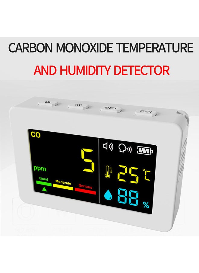 Generic Portable Air Quality Meter 3in1 CO Temperature and Humidity Tester Color Screen Carbon Monoxide Detector with Voice Alarm and Electric Quantity Display Function  - Image 5