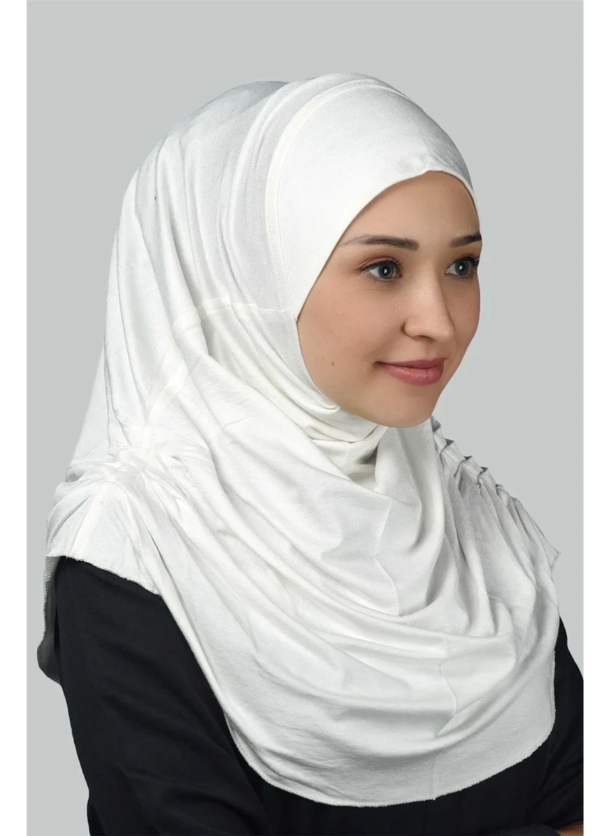 التوبة Ready-made Turban Gathered Pleated Practical Scarf Hijab Hijab - Prayer Cover - Ecru