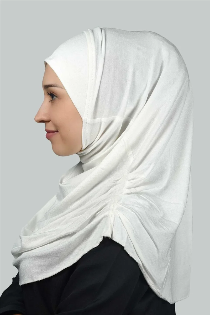 التوبة Ready-made Turban Gathered Pleated Practical Scarf Hijab Hijab - Prayer Cover - Ecru