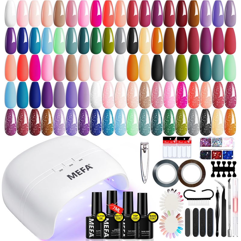 MEFA Color Changing Gel Nail Polish Set 6 Colors, Temperature Mood Changed Glitter Blue Pink Purple Red Orange Ombre Soak Off Nail Art Design Kit Manicure Home DIY Gifts for Women Girls - Image 1