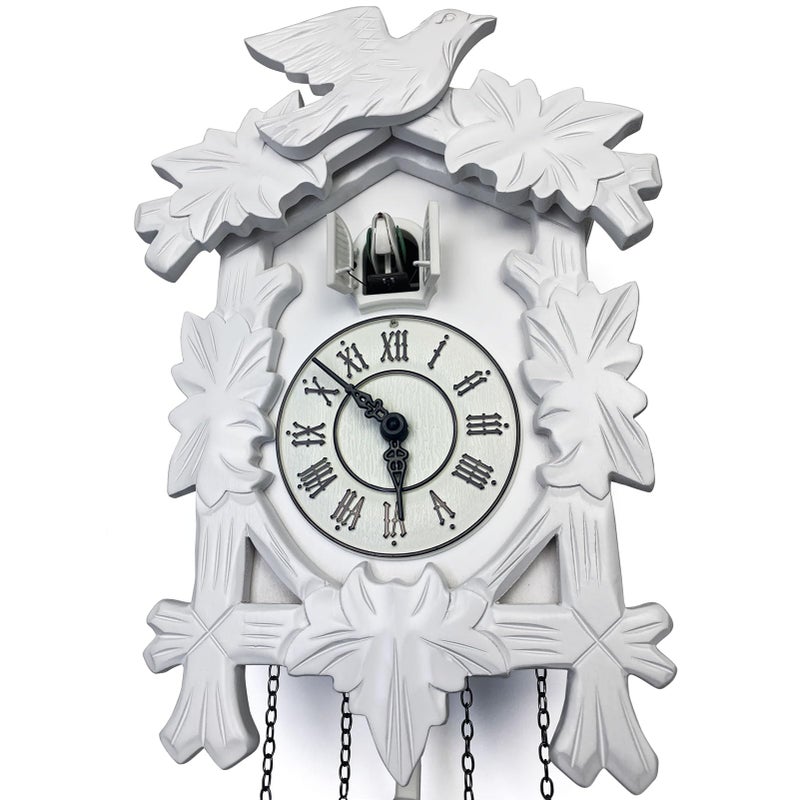 Rylai Cuckoo Clock Large Wooden Wall Clock Handcrafted 13x9.5 Inch (White) - Image 4